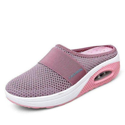 Women mesh platform sandals Stevvex pink slip-on with breathable upper and air-cushion sole on Tampa Home & Garden Store