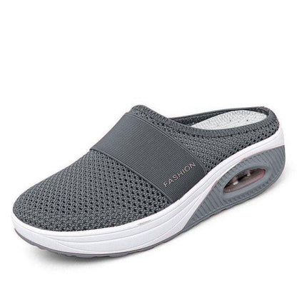 Stevvex women's mesh platform slippers gray breathable slip-on clogs with air cushion sole on Tampa Home & Garden Store