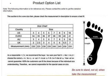 Stevvex sandals size chart with foot measurement diagram and size options on Tampa Home & Garden Store