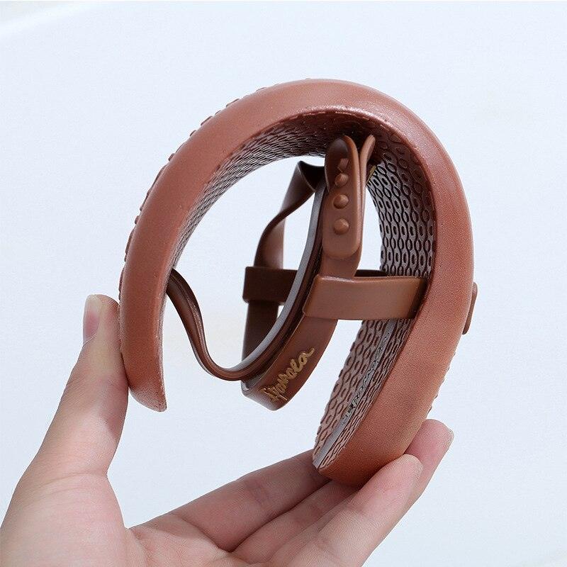 Women sandals Stevvex brown T-strap slides with adjustable ankle strap casual beach wear on Tampa Home & Garden Store