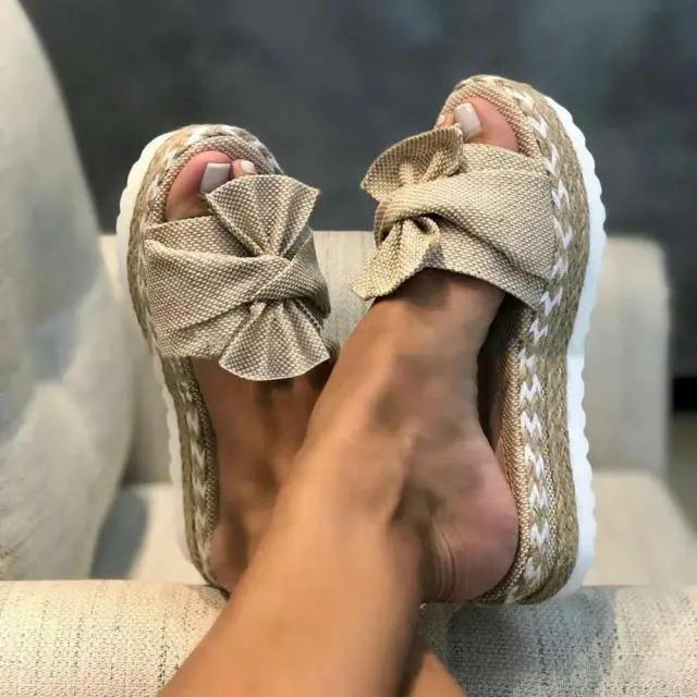 Women Platform Sandals Bow Knot High Heel Beach