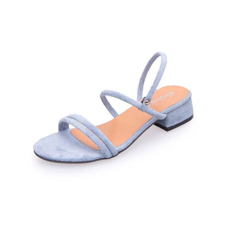 Stevvex women's blue suede sandals with open toe and back ankle strap, low block heel on Tampa Home & Garden Store