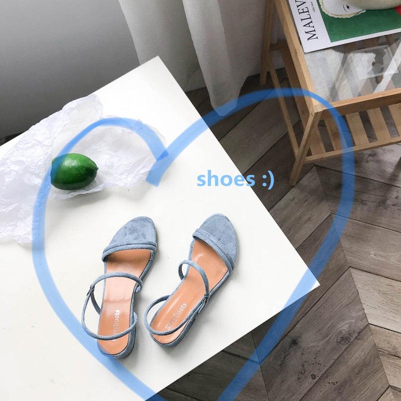 Stevvex women's blue back-strap flat sandals with ankle strap open toe pair on Tampa Home & Garden Store