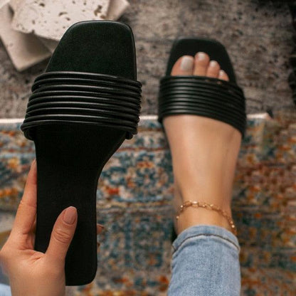Women Sandals Stevvex black open-toe slide with ribbed strap adjustable slingback on Tampa Home & Garden Store