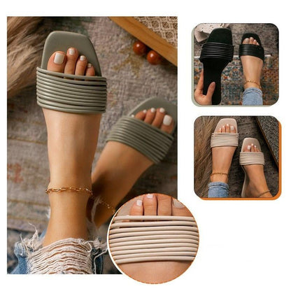 Women's Stevvex flat sandals with hollow-out multi-strap open-toe; adjustable slingback on Tampa Home & Garden Store