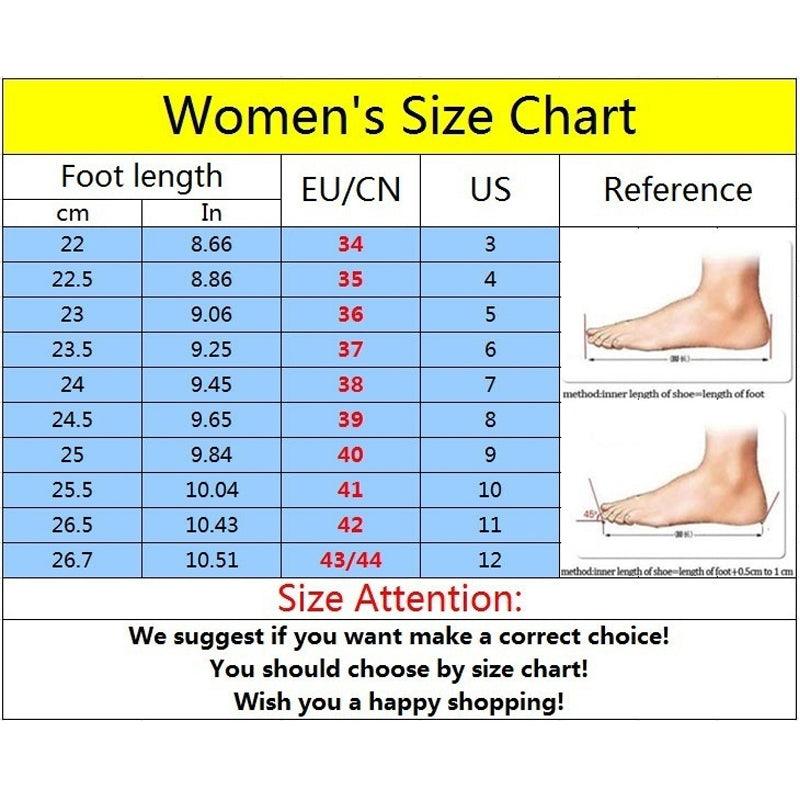 Stevvex women's sandals size chart with foot length and EU/US sizes on Tampa Home & Garden Store