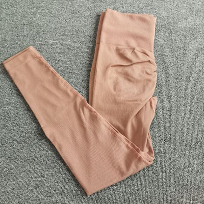 Stevvex women's seamless high-waist leggings in peach pink, soft stretch fabric on Tampa Home & Garden Store