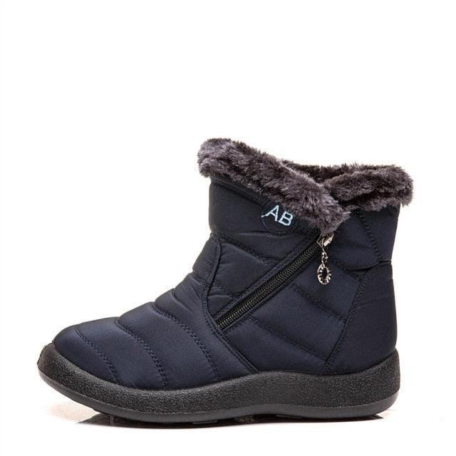 Women navy snow boot with fur, zip, ankle boot Stevvex on Tampa Home & Garden Store