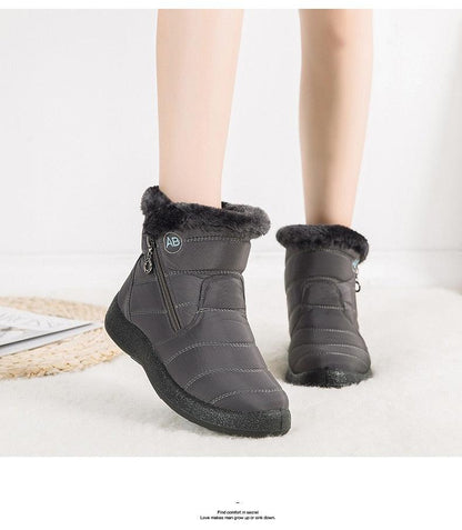 Women's Stevvex 2 gray boots with faux fur, side zip, anti-slip sole on Tampa Home & Garden Store