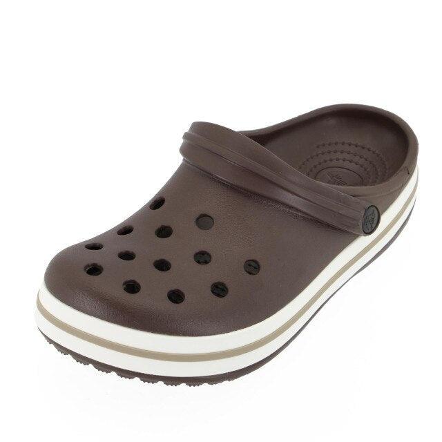 Stevvex brown breathable garden clogs with strap, platform sole, round perforations on Tampa Home & Garden Store