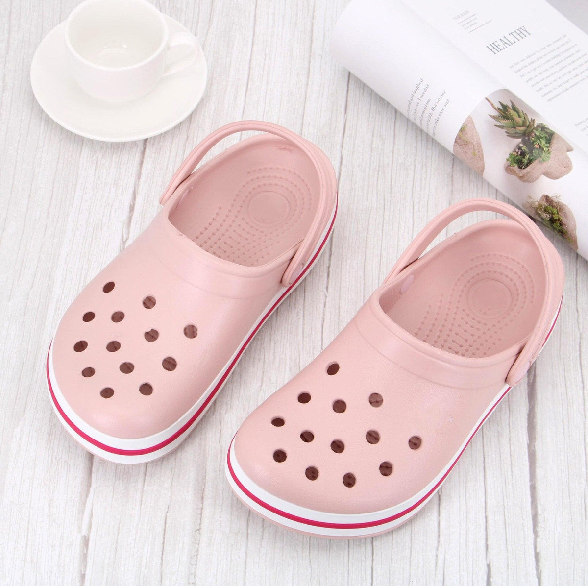 Stevvex pink garden clogs, breathable slip-ons, indoor/outdoor slippers on Tampa Home & Garden Store