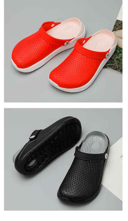 Stevvex Women Summer Flip Flops Red perforated slip-ons with white sole for beach and gym on Tampa Home & Garden Store
Stevvex Women Summer Flip Flops Black perforated slip-ons with gray sole for beach and gym on Tampa Home & Garden Store