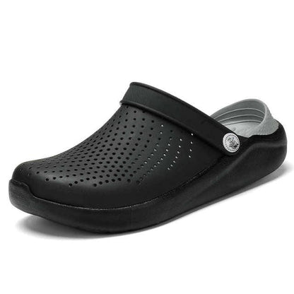 Stevvex women's black perforated slip-on sandals with cushioned sole on Tampa Home & Garden Store