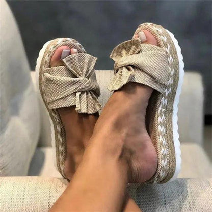 Women Summer Platform Bow Tie Open Toe Sandals