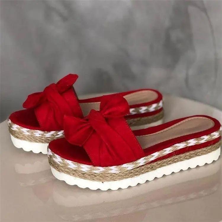 Women Summer Platform Bow Tie Open Toe Sandals