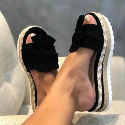 Women Summer Platform Bow Tie Open Toe Sandals