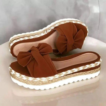 Women Summer Platform Bow Tie Open Toe Sandals