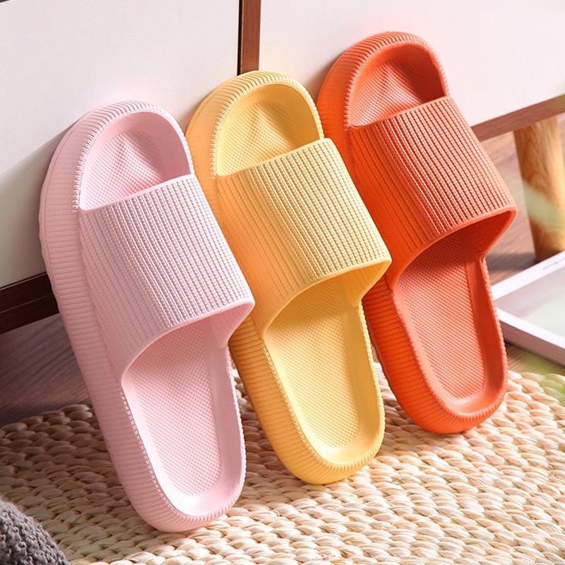 Stevvex women thick platform EVA slides open-toe pastel pink/yellow/orange (3 colors) non-slip on Tampa Home & Garden Store