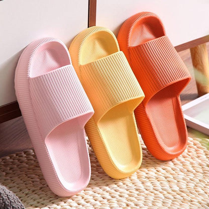 Stevvex women thick platform EVA slides open-toe pastel pink/yellow/orange (3 colors) non-slip on Tampa Home & Garden Store