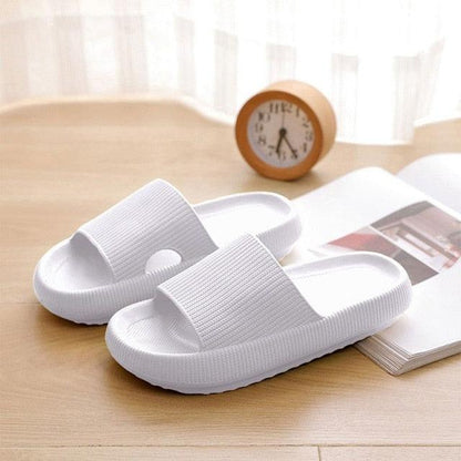 Women white thick platform slippers with EVA sole and open-toe strap indoor outdoor on Tampa Home & Garden Store