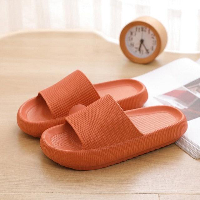 Stevvex women orange EVA platform slippers, open-toe slides with textured strap pair on Tampa Home & Garden Store