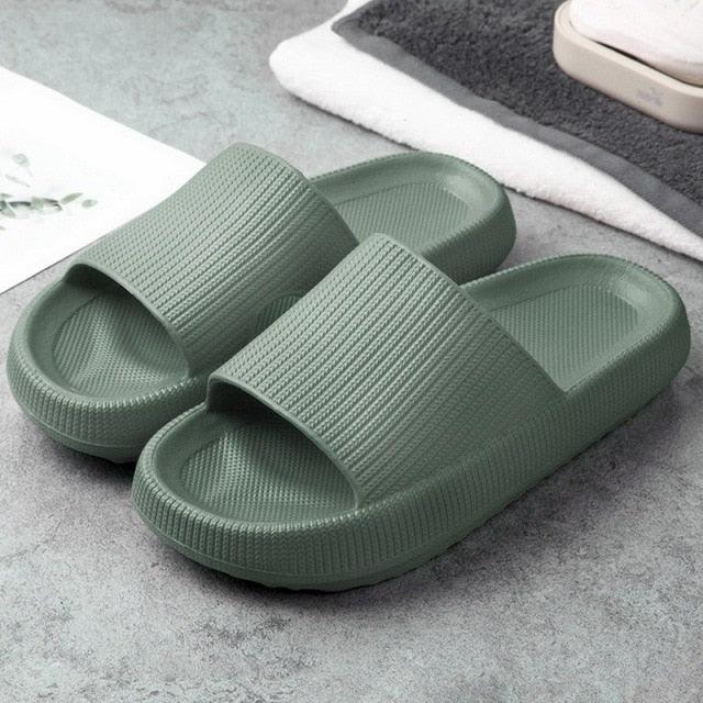 Women Stevvex green EVA platform slippers with strap, open-toe slide for indoor outdoor on Tampa Home & Garden Store