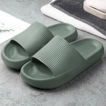 Women Stevvex green EVA platform slippers with strap, open-toe slide for indoor outdoor on Tampa Home & Garden Store