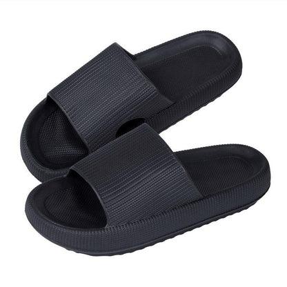 Stevvex women thick platform EVA slippers, black open-toe slide with wide textured strap for indoor outdoor on Tampa Home & Garden Store