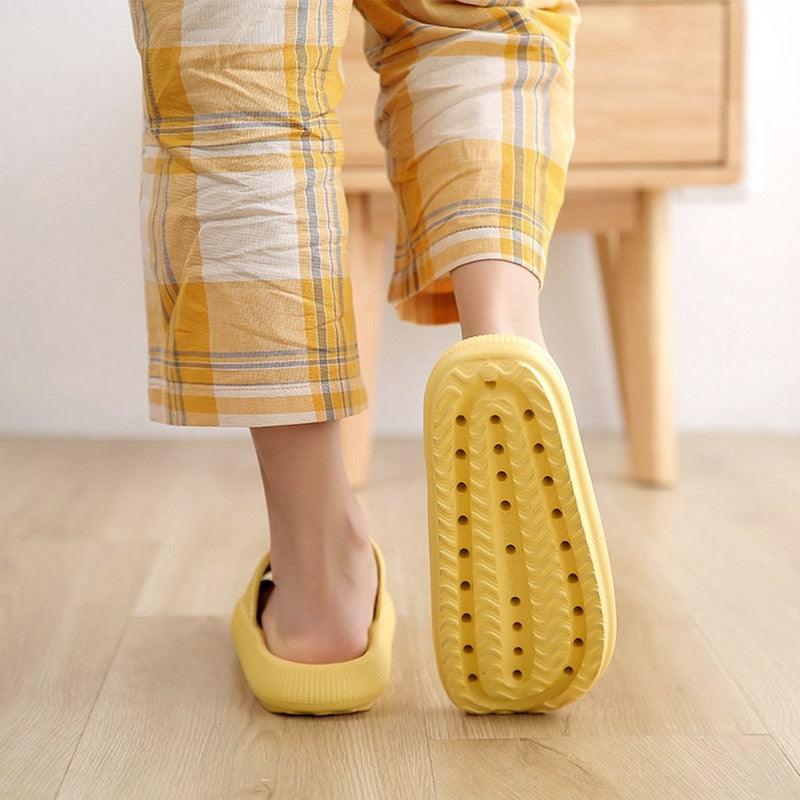 Stevvex Women Thick Platform Slippers in yellow EVA with open toe and soft non-slip sole on Tampa Home & Garden Store