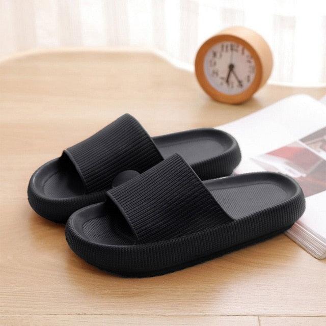 Stevvex women black EVA platform slide sandals open-toe thick non-slip sole indoor outdoor pair on Tampa Home & Garden Store