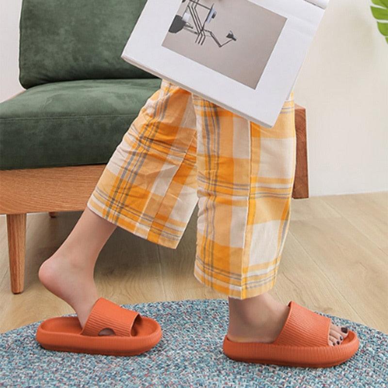 Stevvex orange EVA platform slides open toe soft sole slippers indoor outdoor on Tampa Home & Garden Store