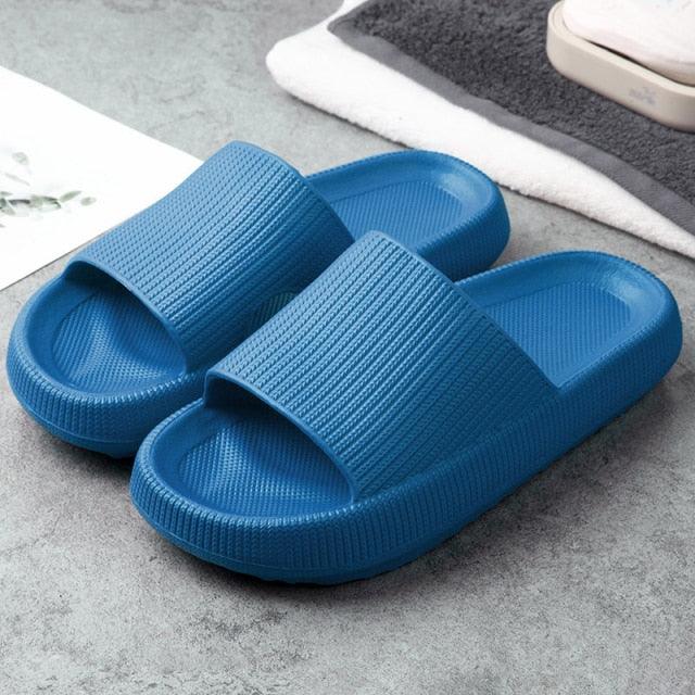 Women blue EVA platform slide sandals with textured wide strap, open toe, non-slip Stevvex on Tampa Home & Garden Store