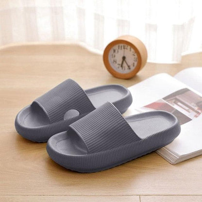 Stevvex women gray EVA platform slippers, open-toe indoor/outdoor non-slip slides (2) on Tampa Home & Garden Store