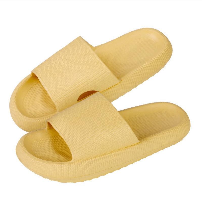Stevvex women yellow EVA platform slippers open-toe slides indoor outdoor soft non-slip sole on Tampa Home & Garden Store