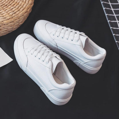 Stevvex women's white business sneakers, lace-up casual platform on Tampa Home & Garden Store
