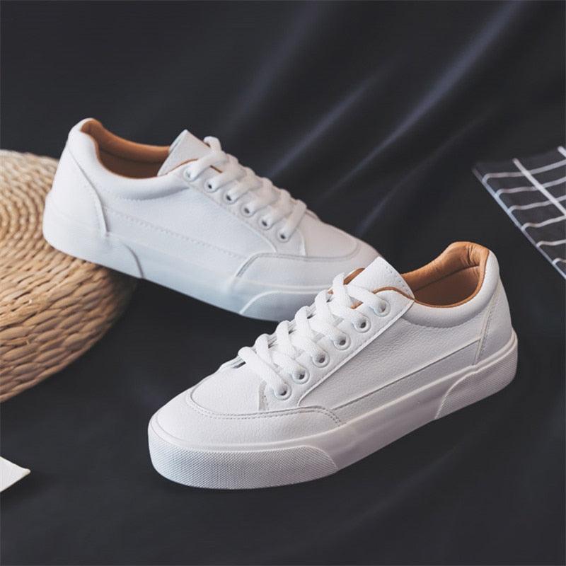 Women's white business sneakers with lace-up front, platform sole, ultralight and non-slip on Tampa Home & Garden Store