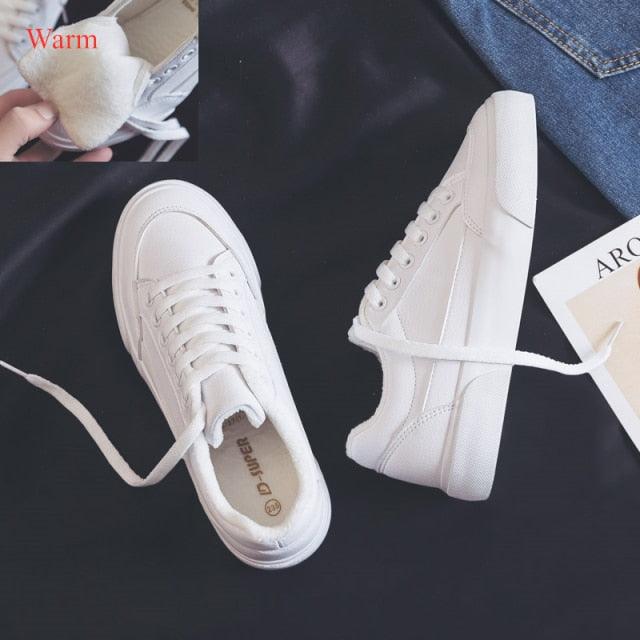 Stevvex women's white platform sneakers pair with ultra lightweight casual walking non-slip on Tampa Home & Garden Store