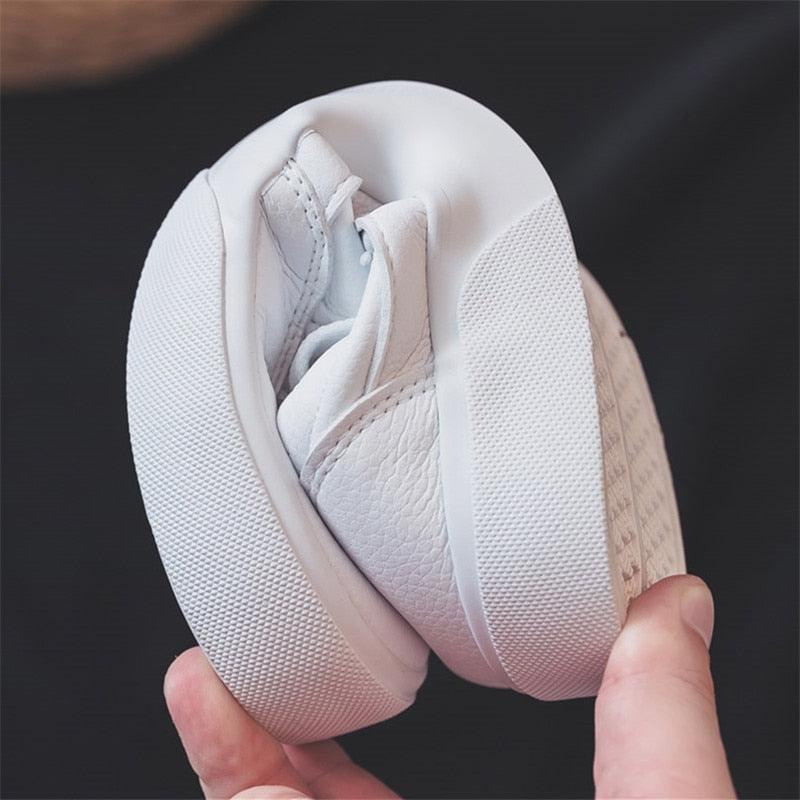 Stevvex women white platform sneakers with flexible upper and textured outsole on Tampa Home & Garden Store