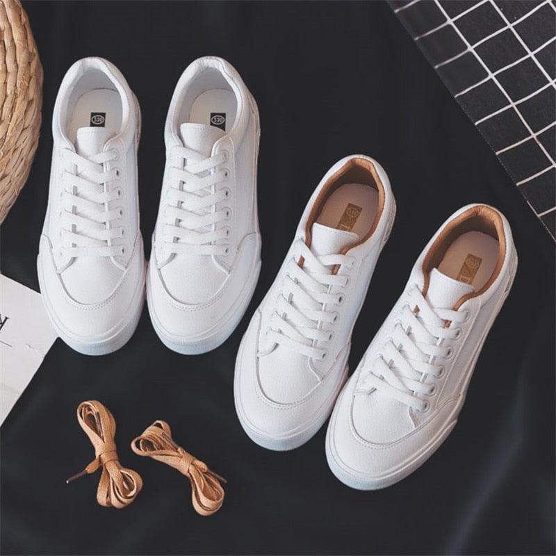 Stevvex Women White Business Sneakers platform lightweight casual walking non-slip 4 sneakers on display on Tampa Home & Garden Store