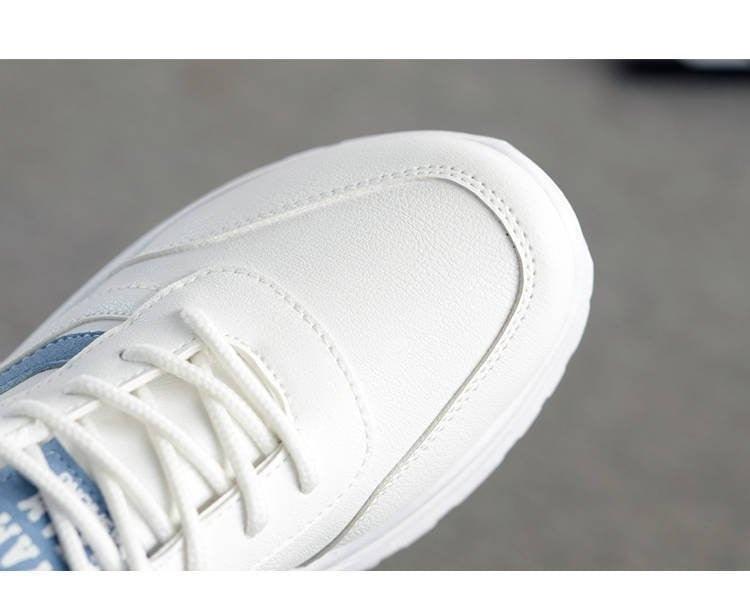 Stevvex women's white leather sneakers lace-up low-top close-up toe view on Tampa Home & Garden Store