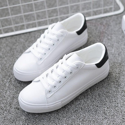 Stevvex white leather sneakers with black heel tab lace-up casual trainers on Tampa Home & Garden Store