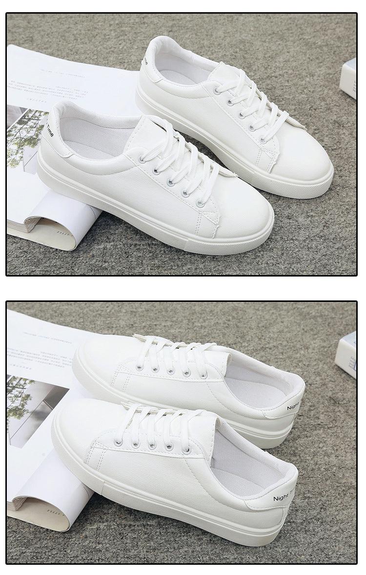 Women’s white leather sneakers by Stevvex, lace-up casual shoes with platform sole on Tampa Home & Garden Store