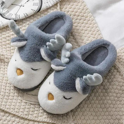 Women Elk Slippers Winter Warm Non Slip Shoes