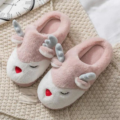Women Elk Slippers Winter Warm Non Slip Shoes
