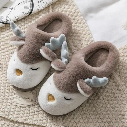 Women Elk Slippers Winter Warm Non Slip Shoes