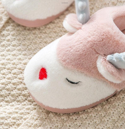 Stevvex women's plush deer slippers pink fuzzy indoor slippers with non-slip sole on Tampa Home & Garden Store