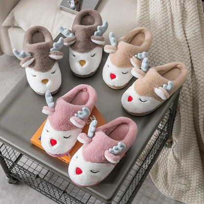 Stevvex women deer slippers 6 pairs soft pink beige brown non-slip indoor house footwear on Tampa Home & Garden Store