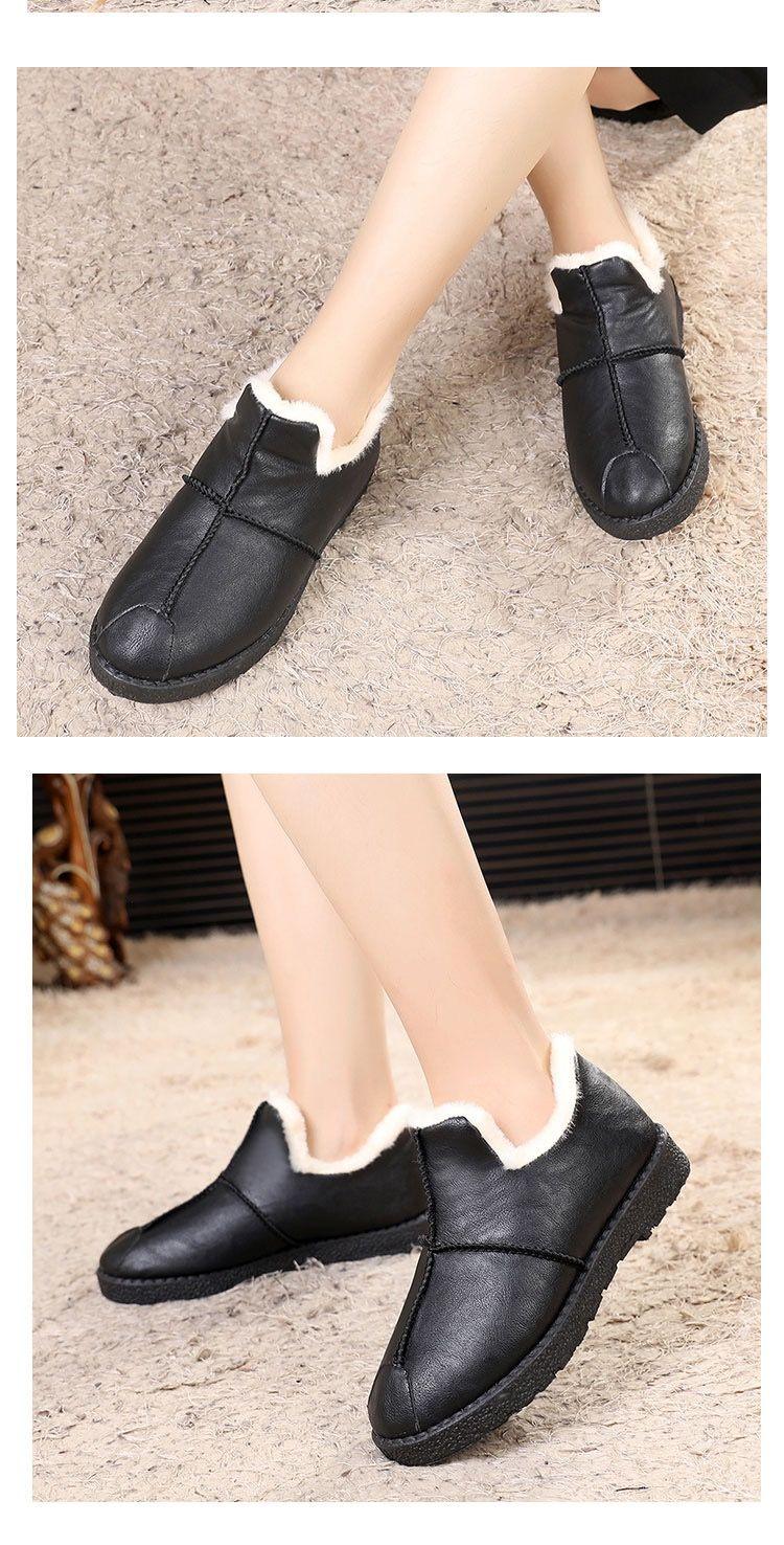 Stevvex black leather fur-lined winter boots with plush lining, non-slip sole, pair on Tampa Home & Garden Store