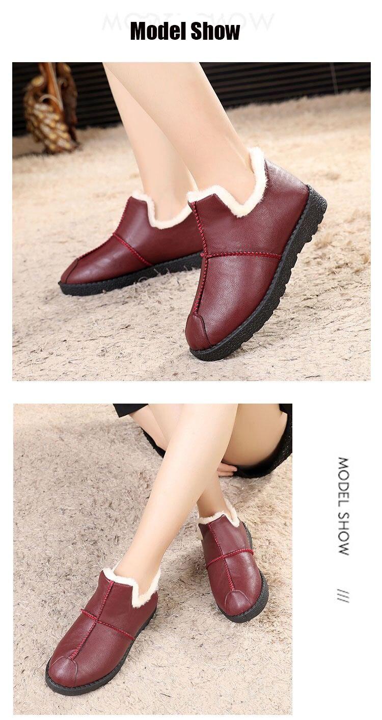Women’s burgundy leather winter boots by Stevvex with plush lining and non-slip sole on Tampa Home & Garden Store