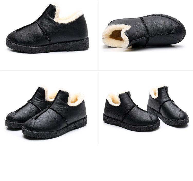 Winter boots Stevvex black waterproof plush leather pair with warm fur lining and non-slip sole on Tampa Home & Garden Store